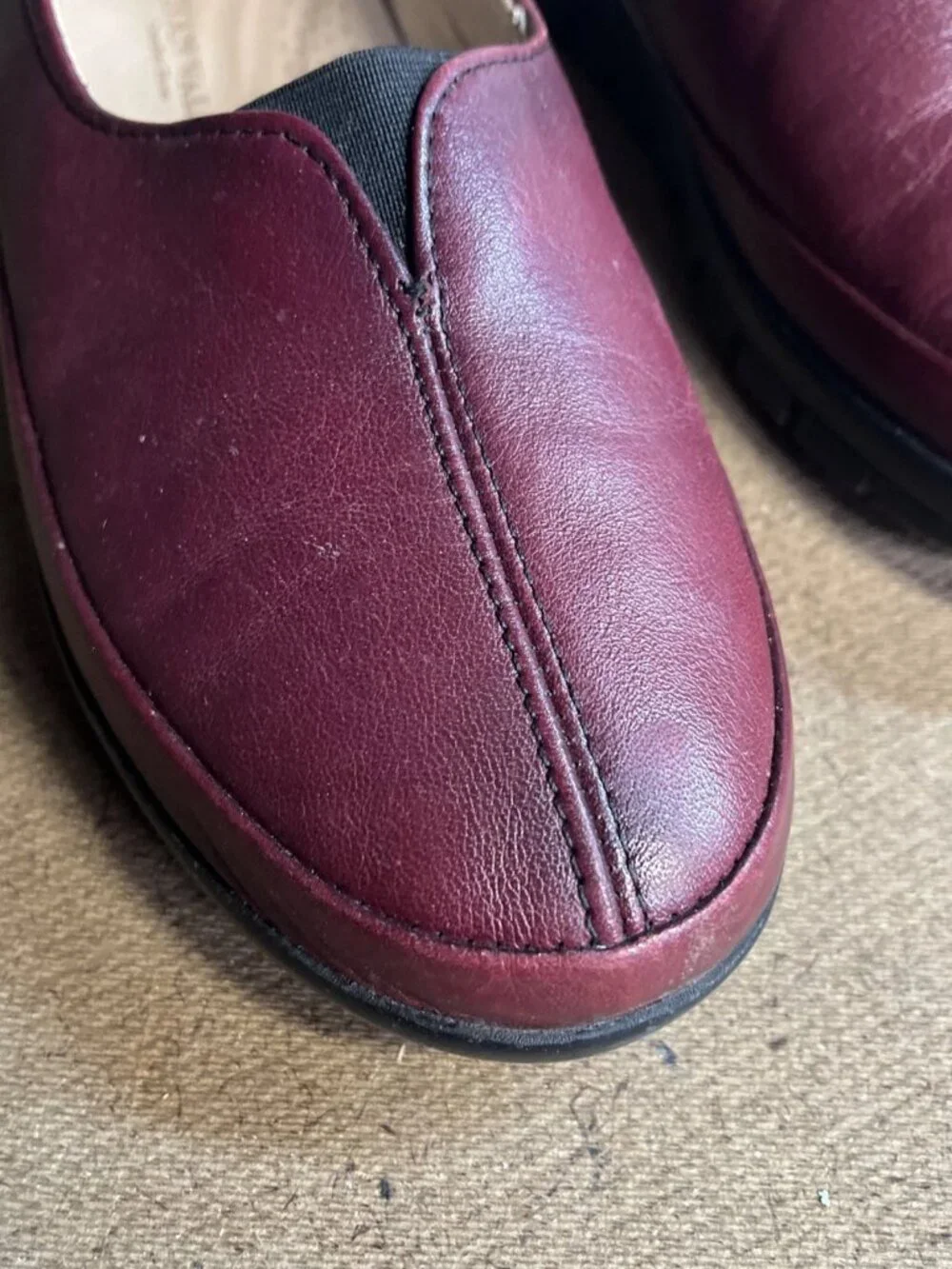 Ethan Valdes Burgundy Leather Loafers Slip On Size EU 6: US 8.5